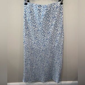 Altar'd State Blue Floral Maxi Skirt Side Slit Straight Pencil Women’s Small